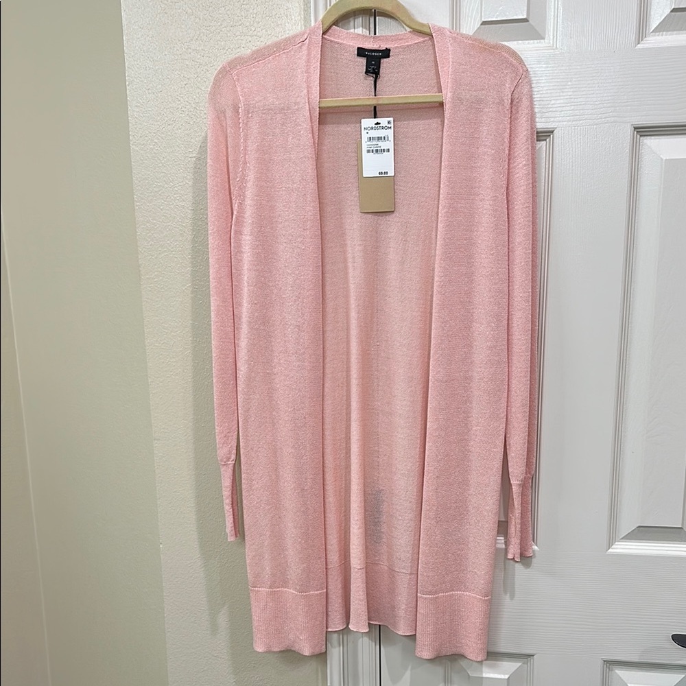 Halogen lightweight linen blend long sleeve cardigan